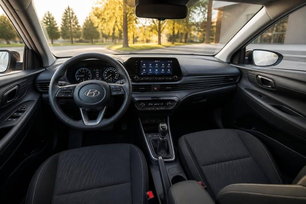 découvrez l'intérieur de la hyundai i20 : un design soigné, un confort optimal et un espace généreux pour une expérience de conduite agréable.